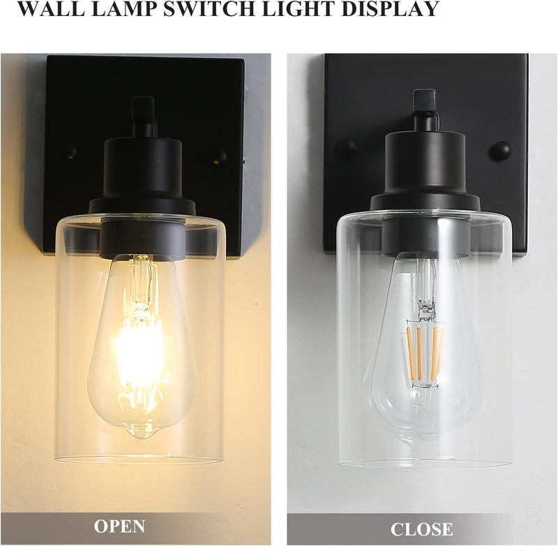 EMONG Single Lights Bathroom Light Fixtures, Matte Black Vanity Light with Glass Shade, Modern Wall Sconces Lighting for Bathroom,Mirror,Farmhouse,Hallway - Image 5